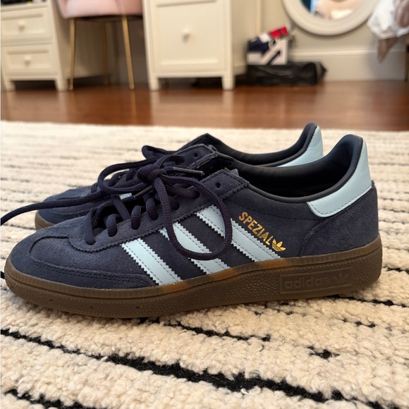 adidas Shoes - adidas Spezial Navy Suede Sneakers with Light Blue Stripes